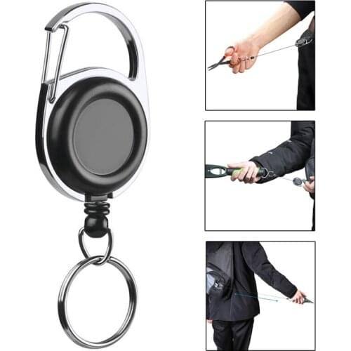1PCS Retractable Carabiner Resilience Steel Wire Rope Keychain Recoil Sport Retractable Alarm Key Ring Anti Lost Outdoor Tools