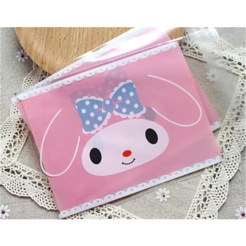 100pcs 10x13+3cm Pink Cute Girl Bakery Cookie Candy Gift Soap Cello OPP Plastic Bag Wedding Kids Birthday Party Decorations