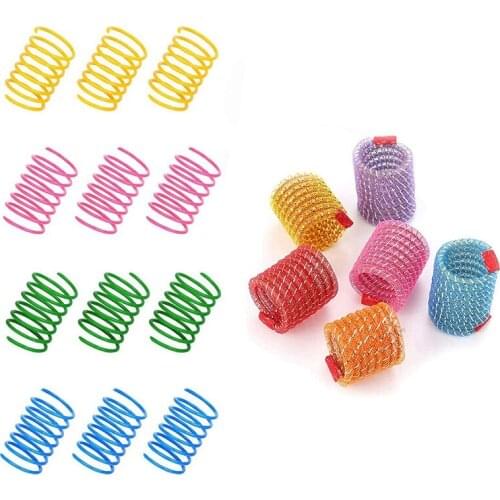 18PCS Cat Spring Toys Kitten Teething Toys Colorful And Interactive Telescopic Funny Cat Jumping Toy Coil Springs Toys-ABUX