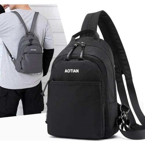 2021 AOTIAN Mens Nylon Chest Pack Shoulder Bag Sling Waist Bag man Messenger Bag Ipad Short Trip Crossbody Bag male Handbags