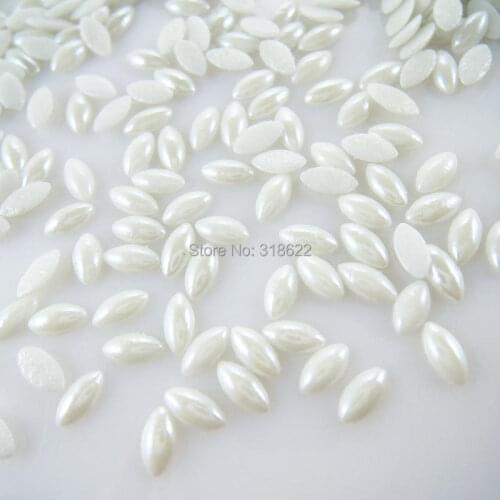 3*6mm 1000pcs White DIY Flatback Beads Glass Flat Back Decorations Garment Jewelry Phone Case Nail Art Decor Craft Scrapbooking
