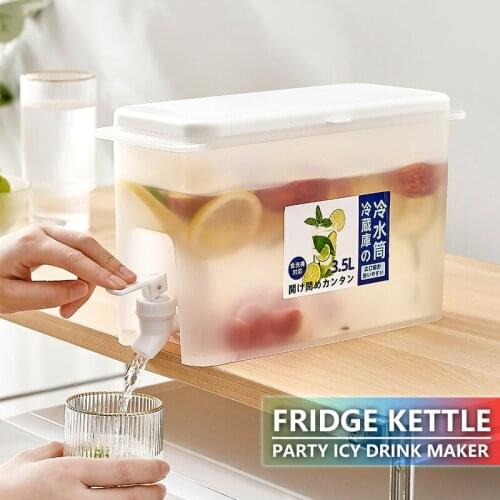 3500ml Cold Kettle With Faucet Household Lemonade Bottle Drinkware Cold Water Bottle Container For Kitchen Refrigerator Kettle