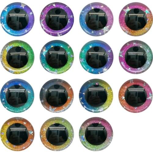 3D Findings Stuffed Toys Glitter Safety Eyes Nonwovens Hard Washer Clear Plush Doll Round Plastic Safety Eyes 16/18/20/25/30/35