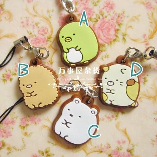 4 pcs/set SAN-X toys Japanese Anime Sumikko Gurashi figure toy kawaii mini animal pvc figures phone strap/Keychain pendant toys