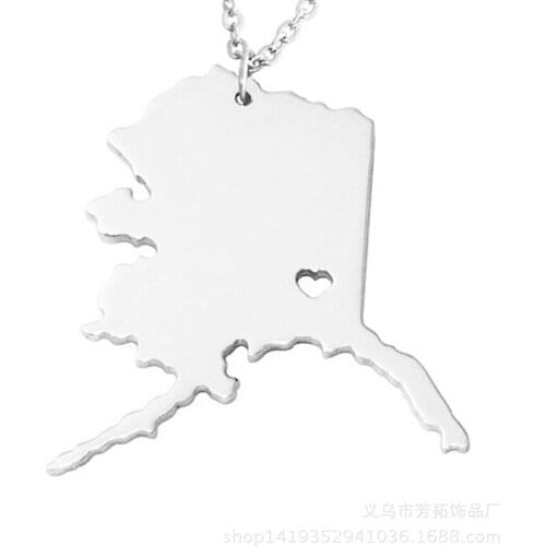 Alaska does not embroider steel necklaces fashionable US state maps are ornaments as gifts for friends