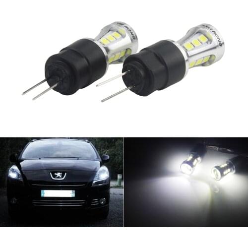 ANGRONG 2x HP24W HPY24W G4 18 SMD LED Sidelight Daytime Running Light Bulbs For Peugeot 3008 5008 Citron C5 White 6000K