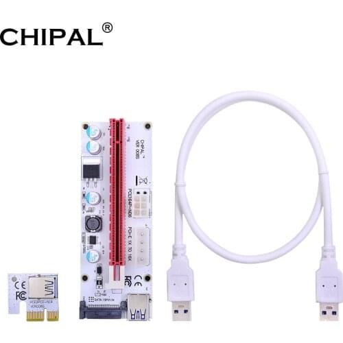 CHIPAL 10PCS White VER008S 60CM PCI-E Riser Card PCIE 1x to 16x Extender Adapter with 4Pin 6Pin SATA Power for GPU Video Card