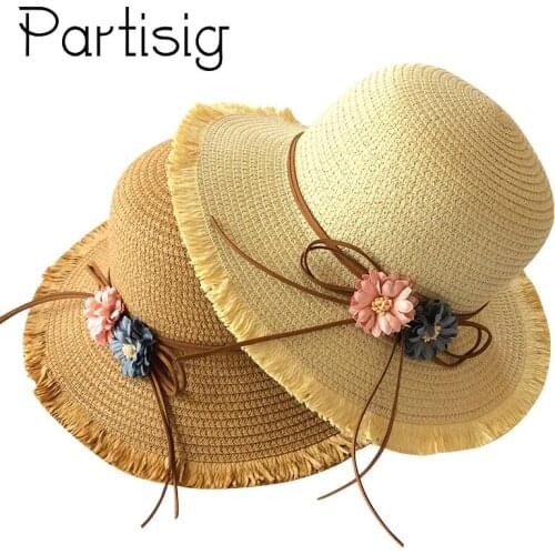 Children Summer Hat Floral Straw Hat For Girls Flower Sun Caps Kids Panama Baby Beach Hats Caps Head Accessories