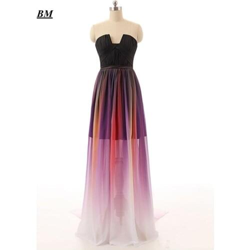 BM 2020 A-line Ombre Prom Dresses Chiffon Beading Long Gradient Formal Evening Dress Party Gown Vestidos De Gala BM263