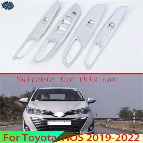 For Toyota VIOS 2019 Car Decoration ABS Chrome Matte Door Window Armrest Cover Switch Panel Trim Molding Garnish