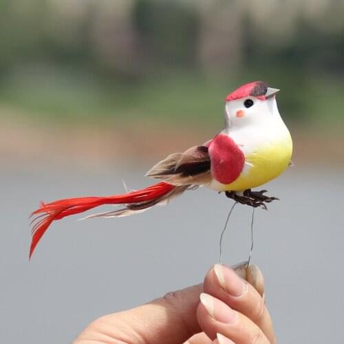 Colorful Simulation Craft Bird Home Garden Decoration Artificial Foam Feather Tit Bird Wedding Ornament Kids Toy Bird Model Gift