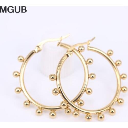 Three Sizes Hot Sale Stainless Steel Gold Color High Quality Hoop Earrings for Women Jewelry 2020 New Design SL39