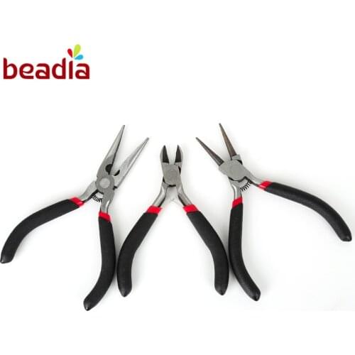 DIY Jewelry Tools Making Mini Black 3pcs/set 13/12/11cm Nose Needle Pilers Metal Stainless Steel Hand Cutting Sets Accessories