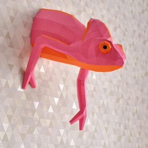 Wall Decor Chameleon on The Wall 3D Paper Model Papercraft Animal Sculpture DIY Kit for Living Room Home Decoration Crafts