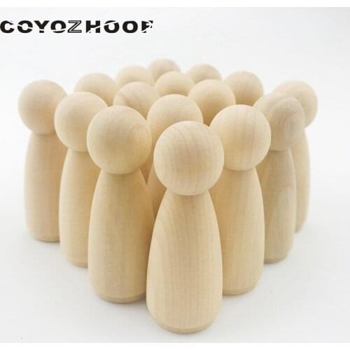 Unpainted Big Peg Dolls(20pc 65mm Women) Christmas Gifts Handmade Unfinished Wedding Room Decor Parent-child Toys New Year Gifts
