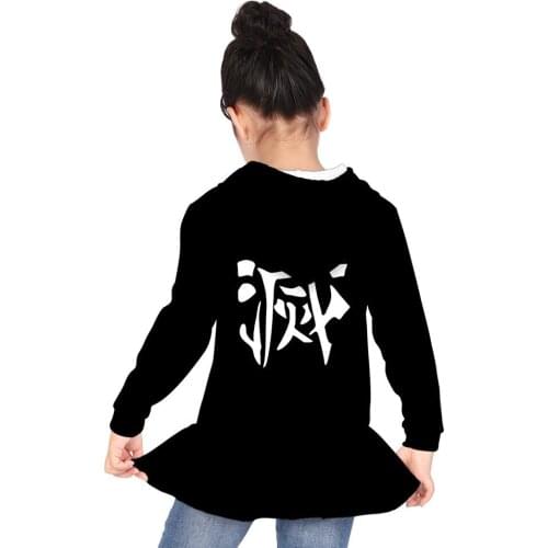 New Fashion Demon Slayer Childrens Girls Wear With Hats Hooded Dress