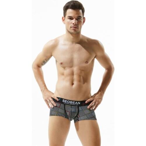 SEOBEAN New Mens Cotton Shorts Youth Sexy Sports Comfortable Seamless Low-Waist Boxers