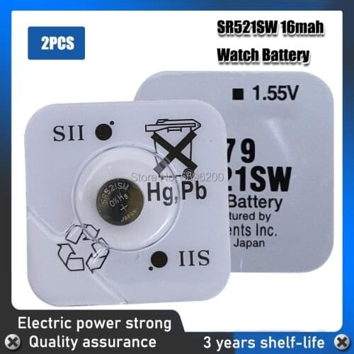 2PCS FOR SEIZAIKEN Original 379 SR521SW 1.55V Silver Oxide Button Cell Battery CX63 521 LR63 AG0 Single grain packing