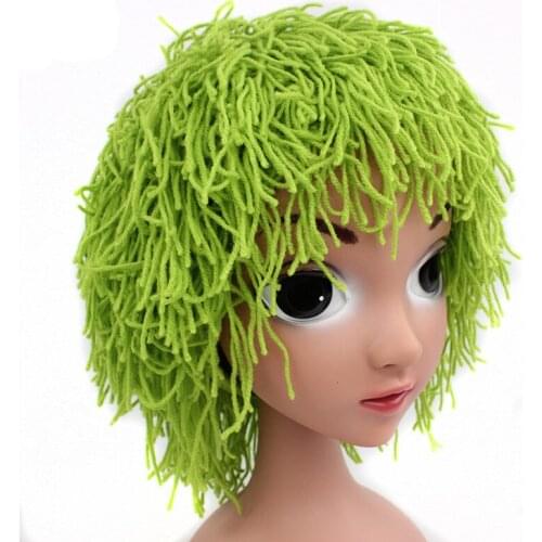 Clown Wig Girls Children Halloween Child Gifts Costume Wig Funny Hat Handmade Winter Warm Crocheted Cabbage Patch Clown Pigtail