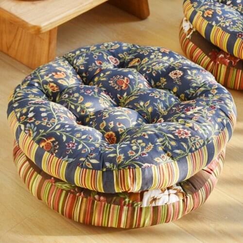 Japanese Style Cotton Linen Futon Hip Cushion Thick Fabric round Balcony Bay Window Tatami Window Sill Floor Meditation Cushion