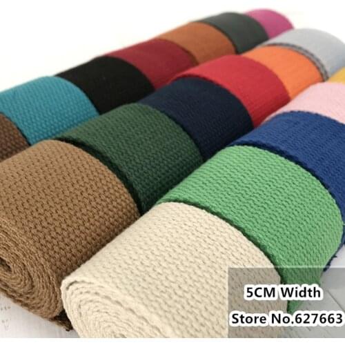50MM Width Thick Plain Color polyester cotton canvas Webbing Ribbon bag Belt Strap Garments crafts Accessories