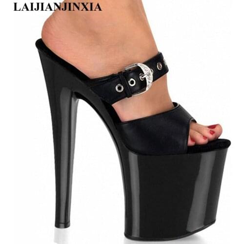 20CM High Heels Sandals Leopard Toe High-heeled Flip Flop Summer Pumps Fashion Women Shoes Stage Shoes