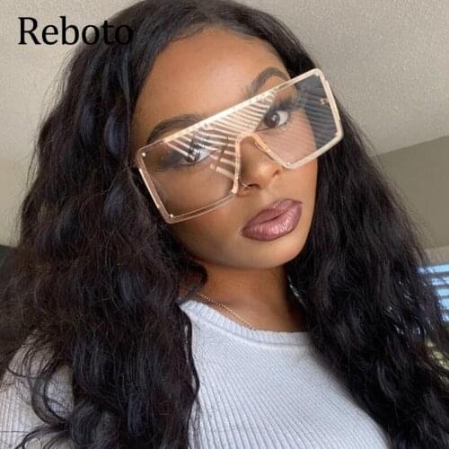 Oversized Square Sunglasses Women 2020 Luxury brand fashion Rivet Big Frame Rimless Sun Glasses Frame Gafas de sol UV400