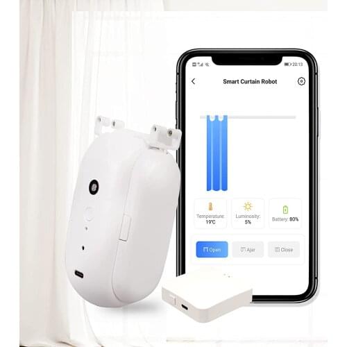 Tuya Smart Curtain Smart Electric Motor Automatic Opener Curtain Robot with light Sensor Temperature Wireless App Control