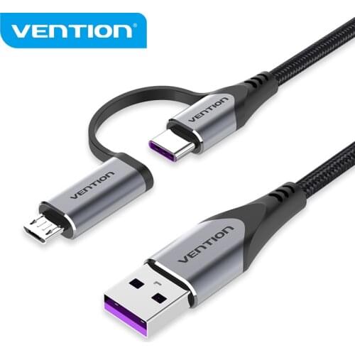 Vention 5A USB Type C Cable for Huawei P40 Pro Mate 30 P30 Pro Supercharge 40W SCP Fast Charging USB-C Micro USB Charger Cable