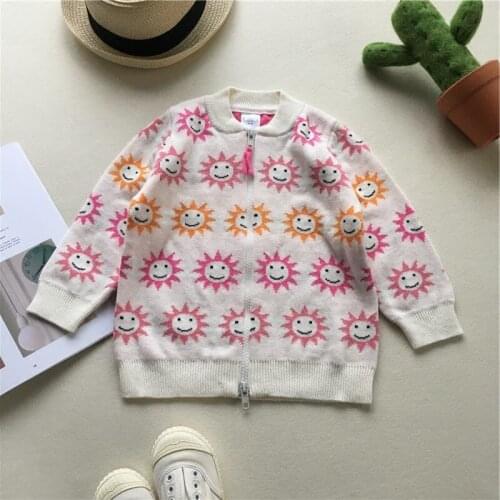 Tonytaobaby Spring New Boys and Girls Sun Pattern Cotton Zipper Cardigan Sweater Top