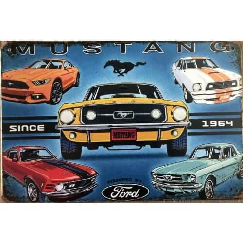 Ford Mustang Rustic Tin Sign Vintage Ford Car Metal Tin Signs For Garage Man Cave Shed & Bar