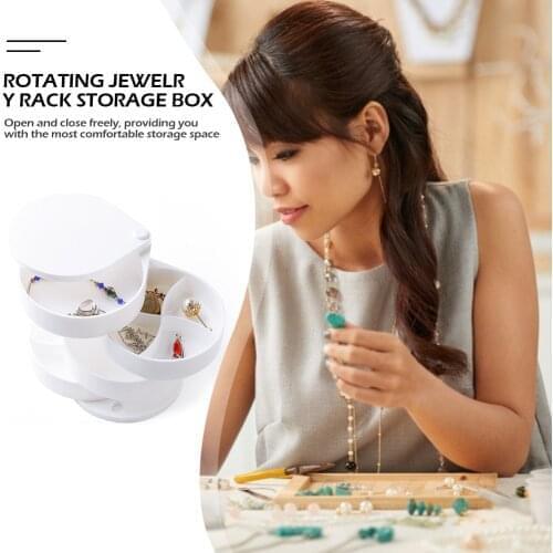 Rotatable Multi-layer Jewelry Storage Box Organizer Ornament Ring Earrings Container for Girl Women
