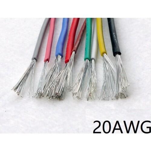 1M UL3239 Flexible Silicone Wire 20AWG Insulated Tinned Copper Electrical Cable Silica Gel Soft Heatproof DIY Core Test Line 3KV