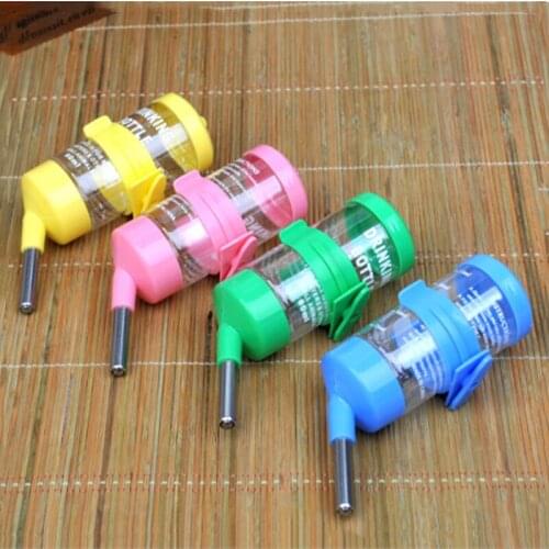 1PC 80ml Auto Drinking Head Pipe Fountains Water Feeder Plastic Hamster Water Bottle Holder Dispenser Hanging Pet Cat Puppy Bowl