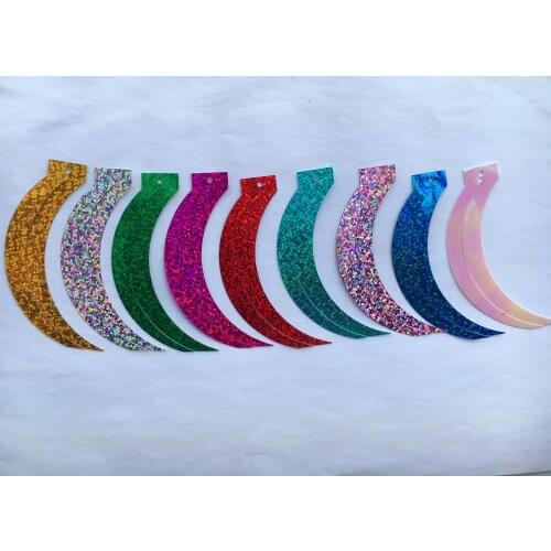 100pcs 17*85mm Sickle Cat Tail Shape Reaphook Loose Laser sequins Paillettes Sewing Wedding Crafts 13 Color Available Confetti
