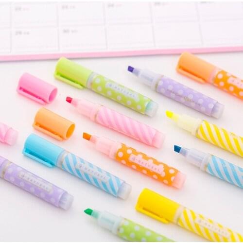 12 PCs Mini 6 Color Mottle Point Fluorescent Pen Set Marker Pen Set Student Stationery Wholesale School Supplies gifts