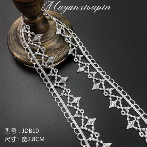 2 Yards Silver Series Lace Trim Wedding Dress Lace Ribbon Embroidered Applique DIY Cosplay Clothing Accessories Sewing