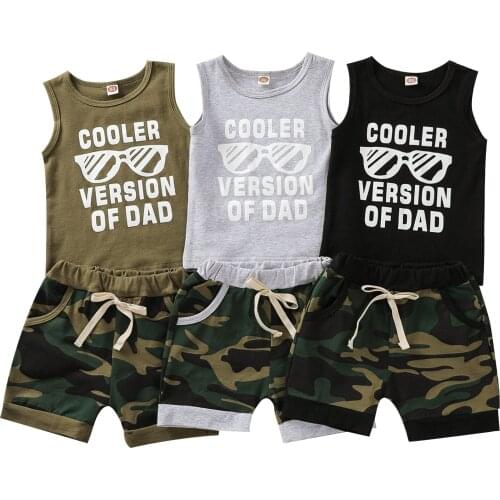 2021 Kids Baby Summer Clothes Set Boys Sleeveless Vest Tops With Camouflage Printed Shorts 2Pcs Outfits