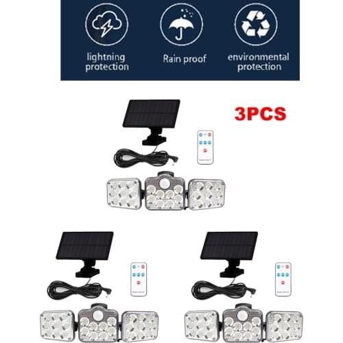 3pcs 138 led seperable remote Solar Light Motion Sensor Security Wireless Outdoor Flood Lights Waterproof solar Lamp 3 Mode Home