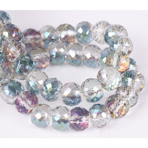 30pcs 6mm Round Drum Shape Faceted Crystal Glass Loose Spacer Beads lot for Jewelry Making DIY Crafts