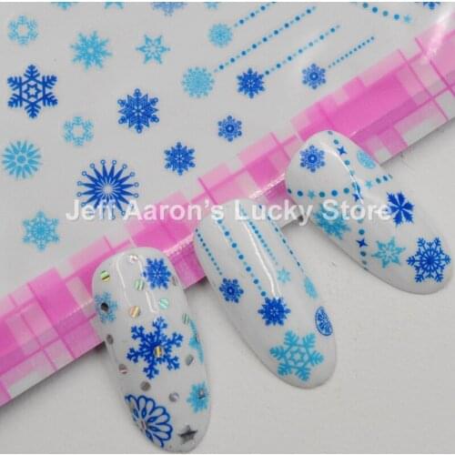4 Sheets self-adhesive snowflake Christmas nail sticker decals for nail art decorations manicure fake nails supplies tool