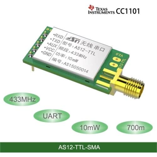 433MHz wireless RF serial UART module 700-meter Long Distance CC1101 Wireless Transceiver with SMA-K 256 channels DIP package