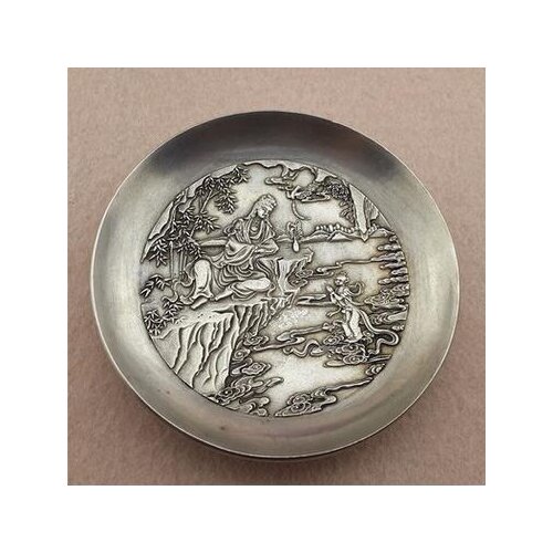 Antique carving crafts silver copper bronze ornament is Guanyin "boy scout"