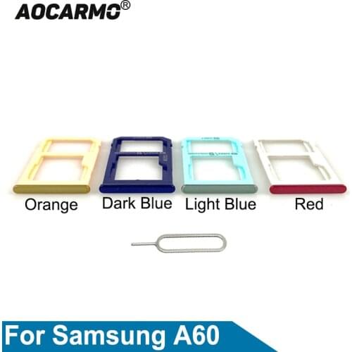 Aocarmo MicroSD Holder Nano Sim Card Tray Slot Replacement Part For Samsung Galaxy A60 A6060