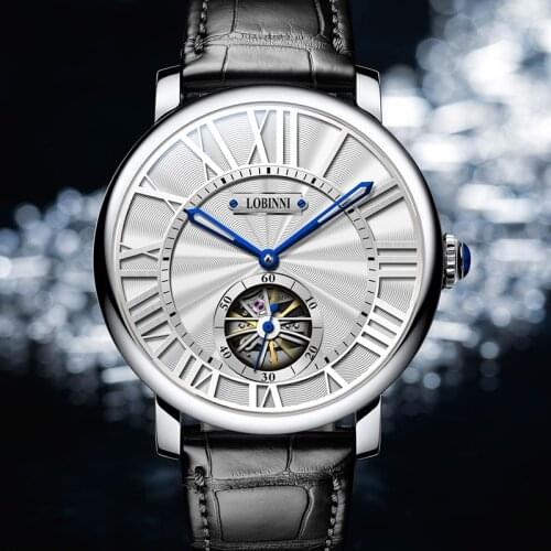 LOBINNI Seagull Automatic SelfWind Mechanical Movement Man Watches Switzerland Brand Male Gift Skeleton Design Masculinity Watch