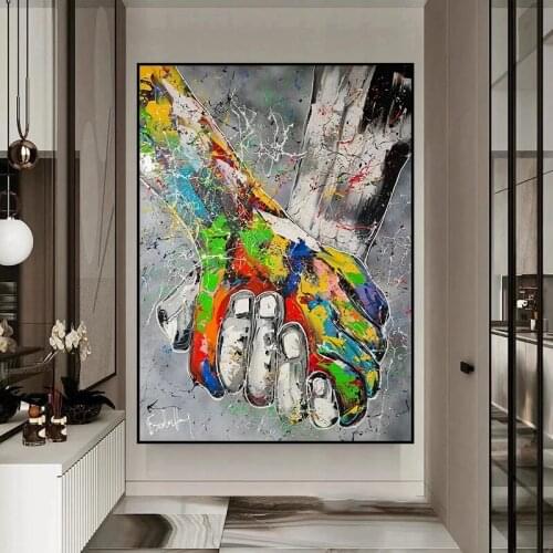 Graffiti Canvas Painting Holding Hands Prints Modern Fashion Posters and Prints for Living Room Frameless Wall Art