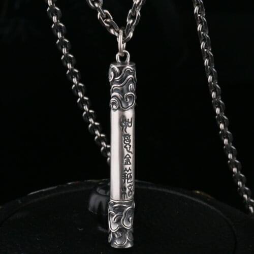 BOCAI New 100% real S925 Sterling Silver jewelry Wishful Golden Hoop Gawu Box Embossed Auspicious Clouds Good Luck Man Pendant