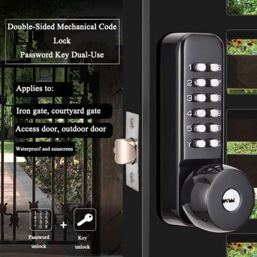 LSTABAN Zinc Alloy Double-sided Mechanical Digital Door Lock Without Power Button Password Lock Home Security Furniture Hardware