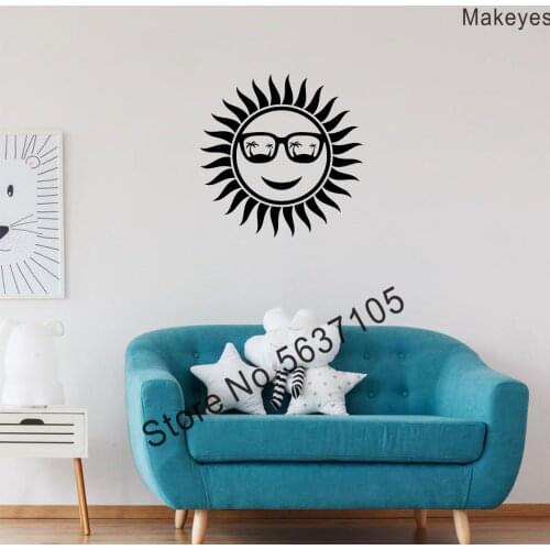Makeyes Sun Beach Wall Stickers Relax Art Wall Decals Livingroom Vinyl Decor Wall Decoration Murals Sun Palm Trees Sticker Q292