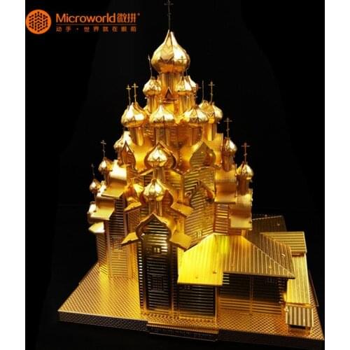 Microworld 3D metal puzzle Russia Church of The Transfiguration DIY Laser Cut Jigsaw Model gifts For Adult Educational Toys